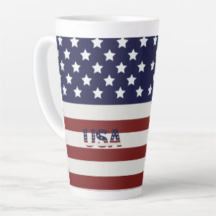 America Flag American USA Pattern Latte Mug