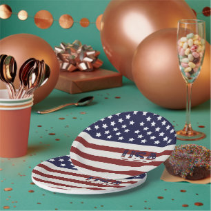  America Flag American USA  Pattern  Paper Plate