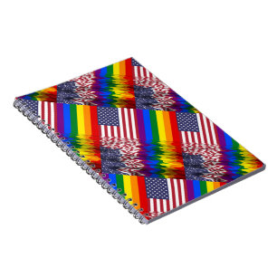 America flag and pride flag ,American gay pride Notebook