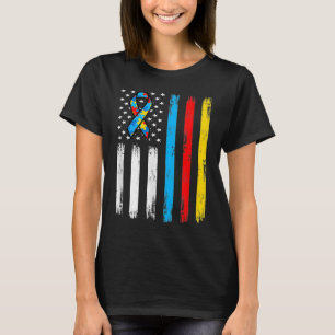 America Flag Autism Parents Autistic Child Awarene T-Shirt
