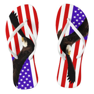 America flag Bald Eagle USA Flip Flops