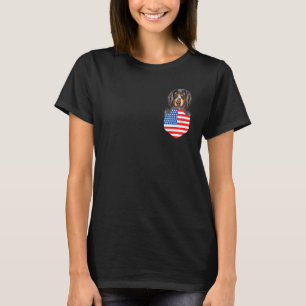 America Flag Bluetick Coonhound Dog In Pocket T-Shirt