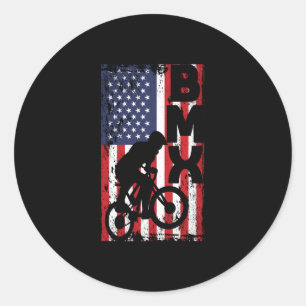 America flag BMX race extreme sports bike Classic Round Sticker