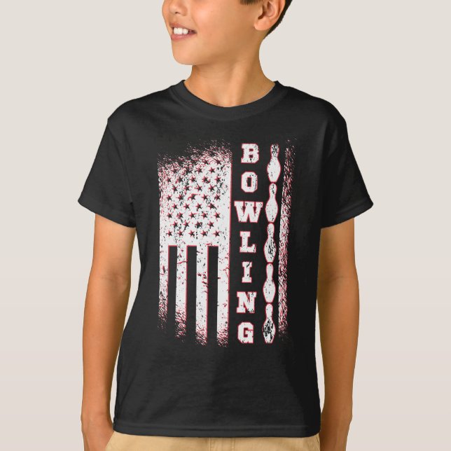 America Flag Bowling Patriot Bowler Bowling Team T-Shirt (Front)