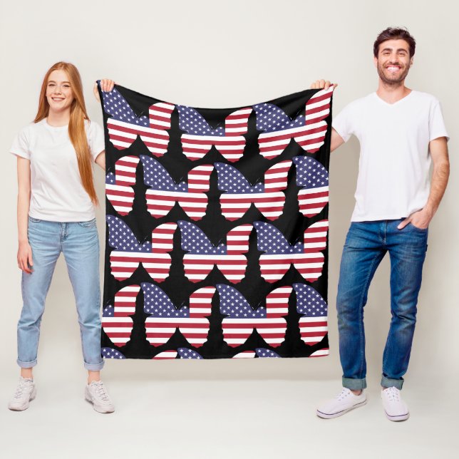 America flag butterfly, patriotic,4th of July Fleece Blanket (In Situ)