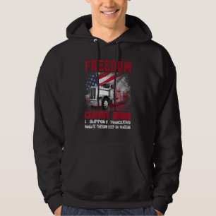 America Flag Canada Flag Freedom Convoy 2022 Truck Hoodie