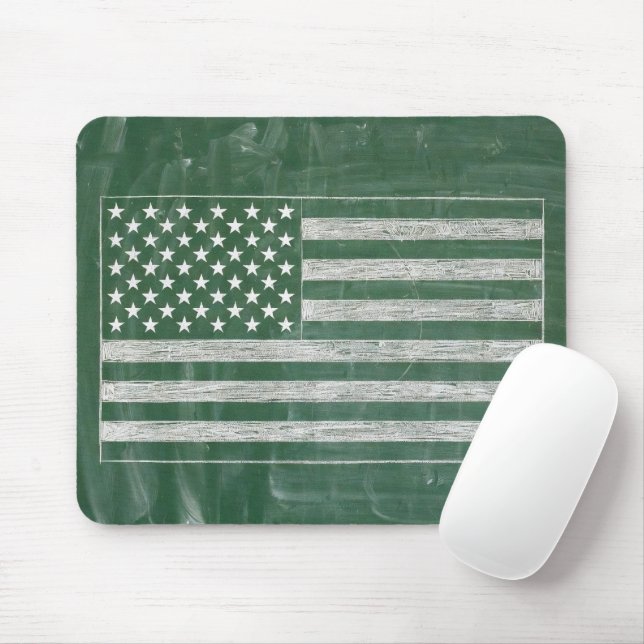 America Flag Chalkboard Art (Drawing No. 2) Mouse Mat (With Mouse)