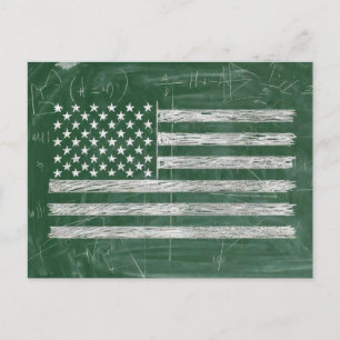 America Flag Chalkboard Art (Drawing No. 3) Holiday Postcard