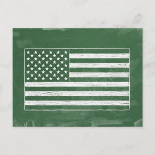 America Flag Chalkboard Art (Drawing No. 4) Holiday Postcard