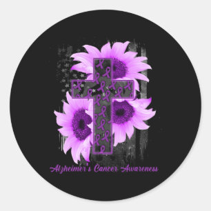 America Flag Christian Cross Ribbon Heimerheimer C Classic Round Sticker