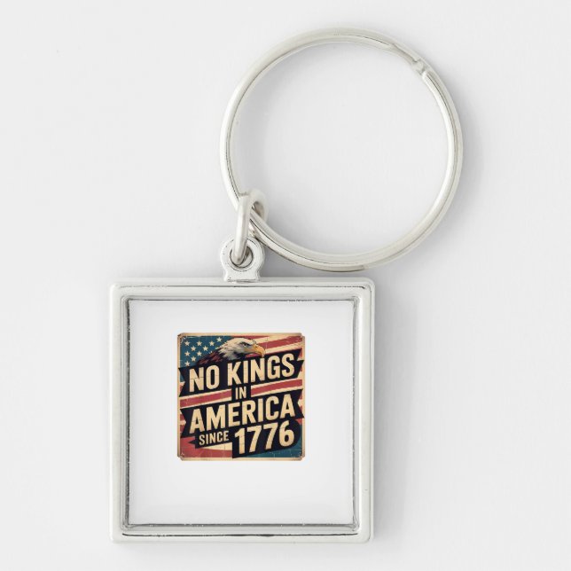 America Flag  Decor No Kings In America Since 1776 Key Ring (Front)