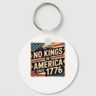 America Flag  Decor No Kings In America Since 1776 Key Ring