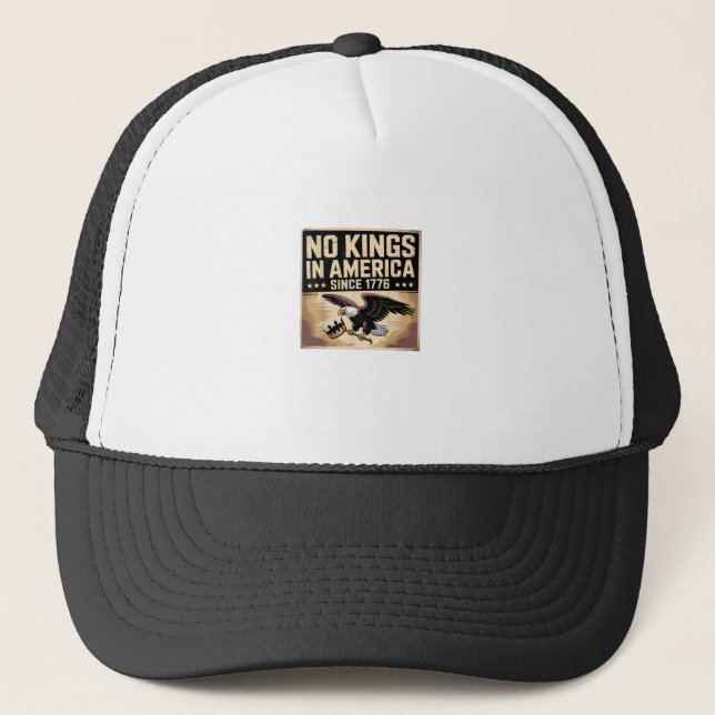 America Flag  Decor No Kings In America Since 1776 Trucker Hat (Front)