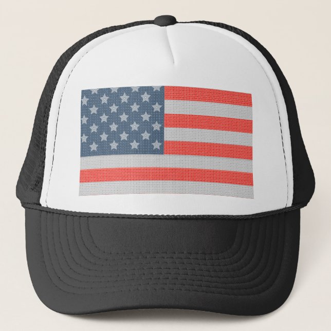 America Flag Diamonds And Glitter Texture Trucker Hat (Front)