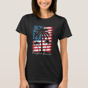 America Flag Flagler Beach Palm Tree Summer Vibe 4 T-Shirt