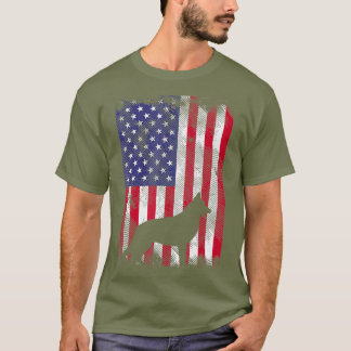 America Flag German Shepherd Vintage K9 Dog Gift T-Shirt