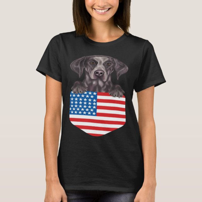 America Flag German Shorthaired Pointer Dog In Poc T-Shirt (Front)