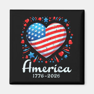 America Flag Heart 1776 2026 250th Anniversary Magnet