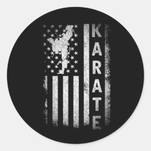 America Flag Japan Martial Arts Ninja Gift Karate Classic Round Sticker