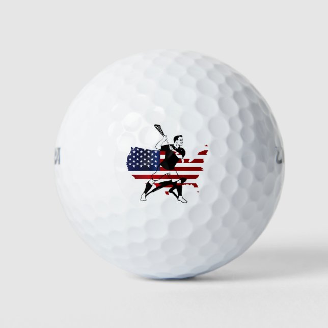 America flag Lacrosse Unlimited lax Player Golf Balls (Front)
