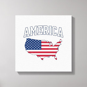 America Flag Map Patriotic Vintage Graphic Shirt_1 Canvas Print
