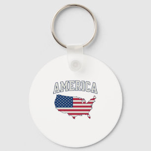 America Flag Map Patriotic Vintage Graphic Shirt_1 Key Ring