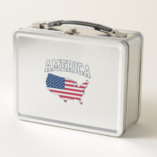 America Flag Map Patriotic Vintage Graphic Shirt_1 Metal Lunch Box