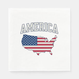 America Flag Map Patriotic Vintage Graphic Shirt_1 Napkin