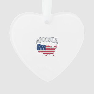 America Flag Map Patriotic Vintage Graphic Shirt_1 Ornament