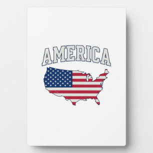 America Flag Map Patriotic Vintage Graphic Shirt_1 Plaque