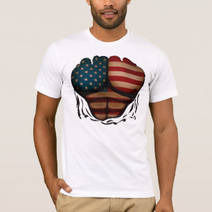 America Flag Muscles Body Ripped Funny Patriotic T-Shirt