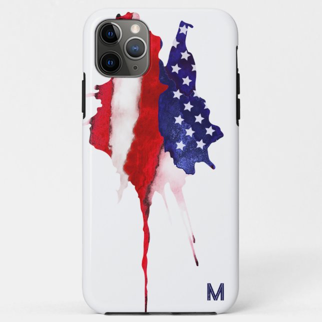*~* America Flag Old Glory Patriotic USA Monogram  Case-Mate iPhone Case (Back)
