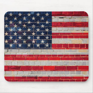 America flag on a brick wall mouse mat
