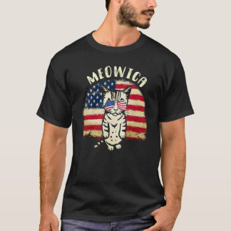 America Flag Patriotic 4th Of July Meowica Kitty C T-Shirt