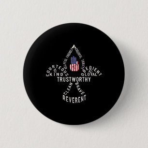 America Flag Scouting Law 6 Cm Round Badge