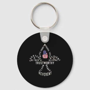 America Flag Scouting Law Key Ring