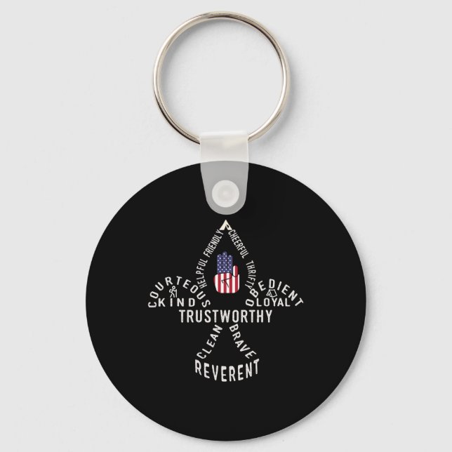 America Flag Scouting Law  Key Ring (Front)