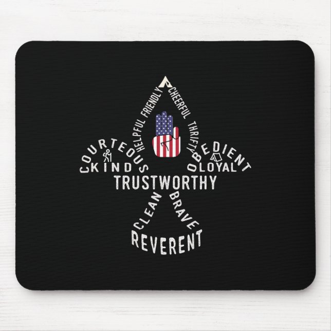 America Flag Scouting Law  Mouse Mat (Front)