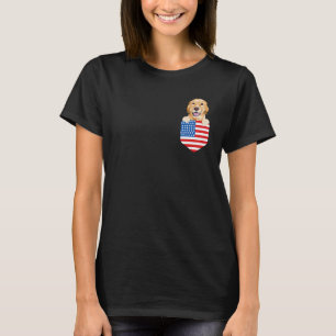 America Flag Yellow Labrador Retriever Dog In Pock T-Shirt