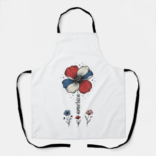America Floral Patriotic Vintage Vector Design_1 Apron