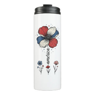 America Floral Patriotic Vintage Vector Design_1 Thermal Tumbler