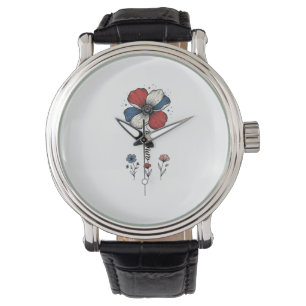 America Floral Patriotic Vintage Vector Design_1 Watch