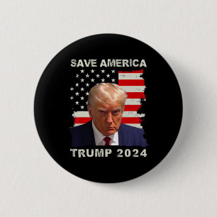America Free Trump Mug Shot 2024 American Flag 6 Cm Round Badge