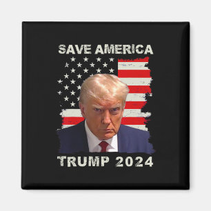 America Free Trump Mug Shot 2024 American Flag  Magnet