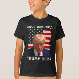 America Free Trump Mug Shot 2024 American Flag  T-Shirt