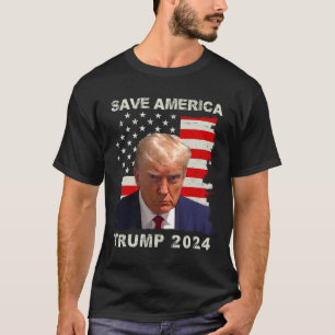 America Free Trump Mug Shot 2024 American Flag  T-Shirt