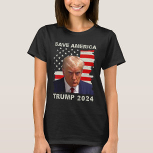 America Free Trump Mug Shot 2024 American Flag  T-Shirt