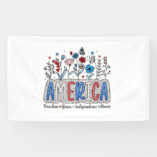 America Freedom Brave independence Power 4th July  Banner
