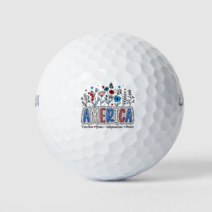 America Freedom Brave independence Power 4th July Golf Balls