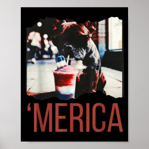 America French Bulldog Slushie 4th Of July Poster